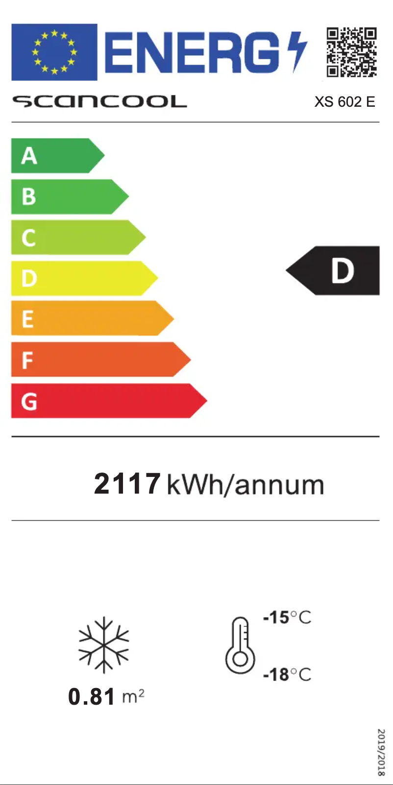 Page 1 de la notice Label énergétique Scancool XS 602 E