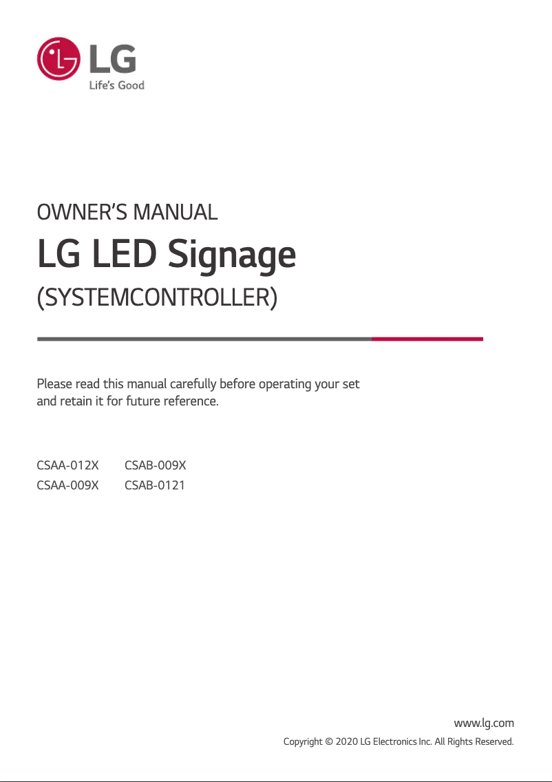 Página 1 del manual Manual de usuario LG CSAA-012X