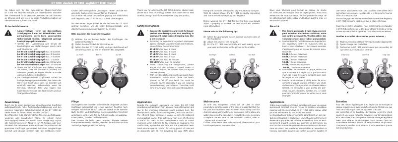 Page 1 de la notice Manuel utilisateur Beyerdynamic DT 1350