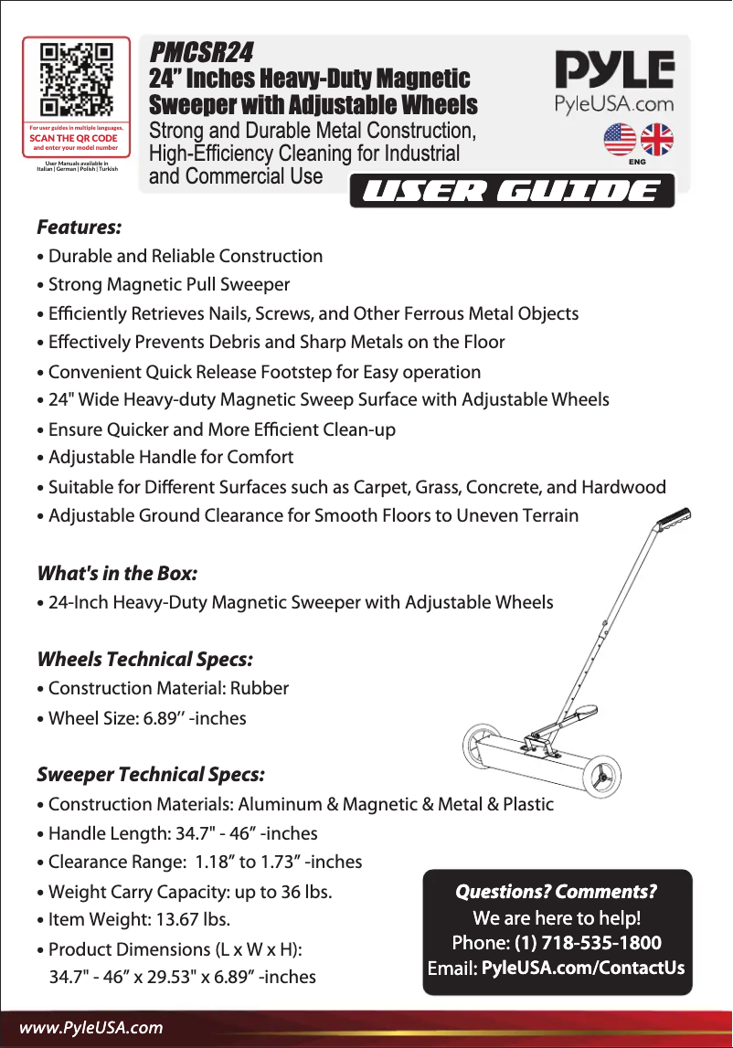 Page 1 de la notice Manuel utilisateur Pyle PMCSR24