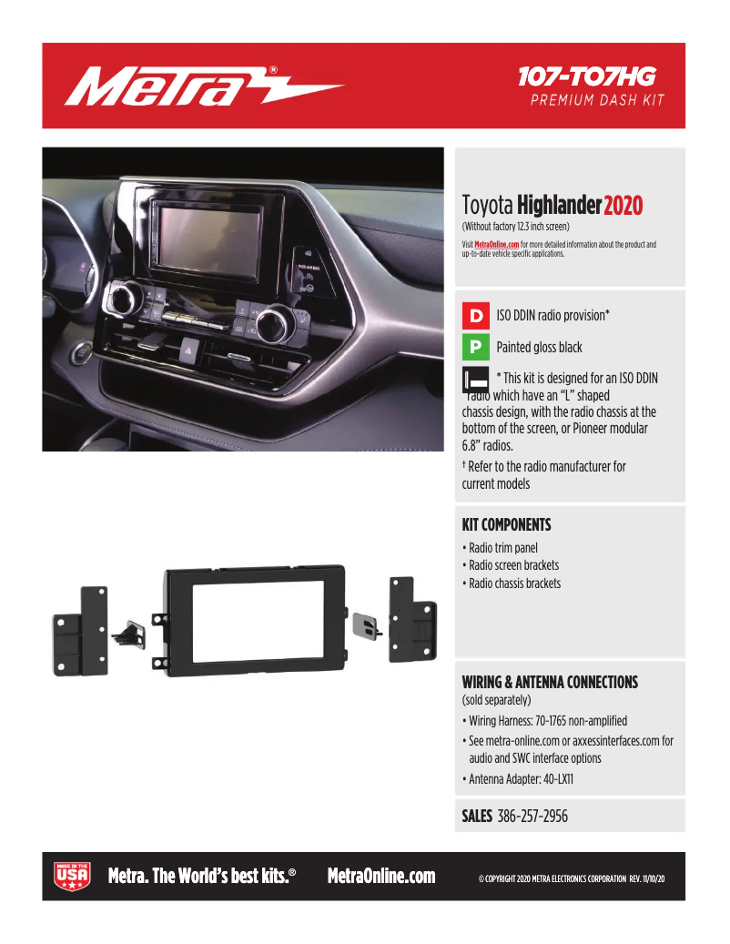 Page n°1 - Fiche technique Metra 107-TO7HG