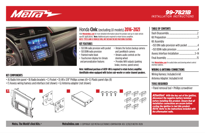 Image de la première page du manuel de l'appareil 99-7821B