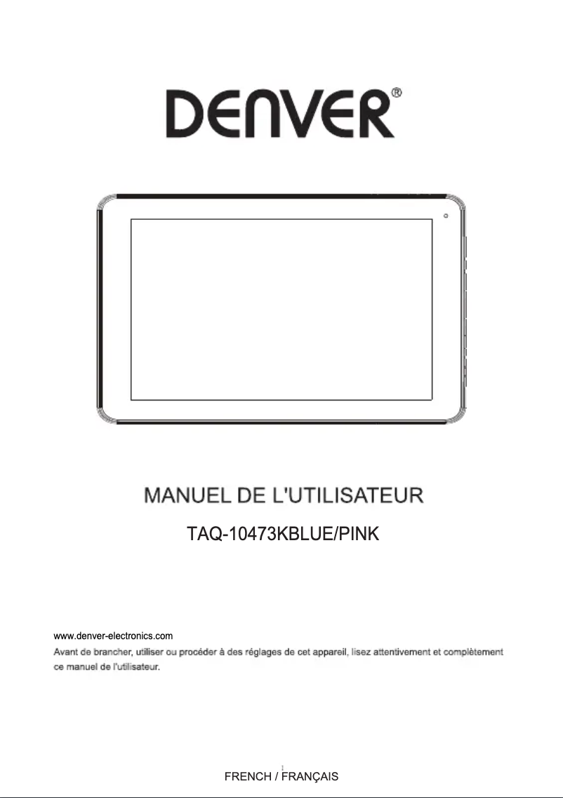Page n°1 - Manuel utilisateur Denver TAQ-10473K