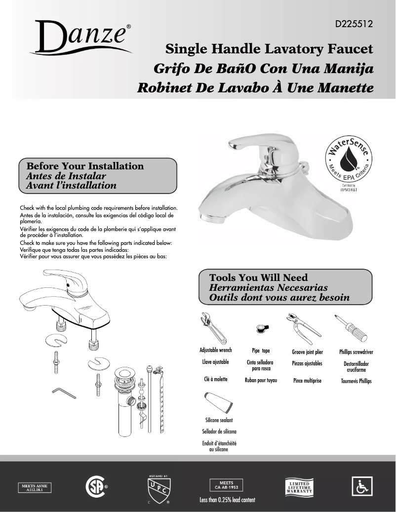 Página 1 del manual Manual de usuario Danze D225512
