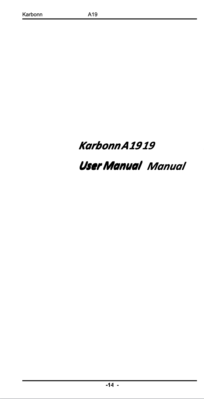 Page n°1 - Manuel utilisateur Karbonn A19