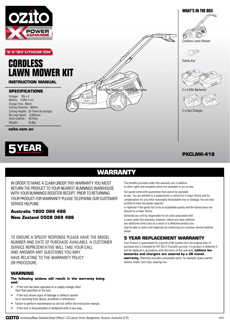 Image de la première page du manuel de l'appareil PXCLMK-418