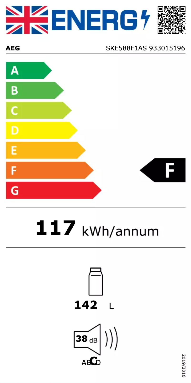 Page n°1 - Label énergétique AEG SKE588F1AS