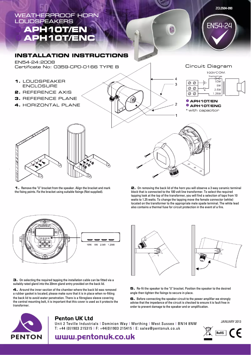 Image de la première page du manuel de l'appareil APH10T/ENC