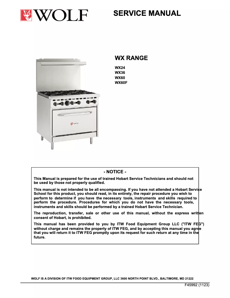 Page 1 de la notice Manuel utilisateur Wolf WX60-10B