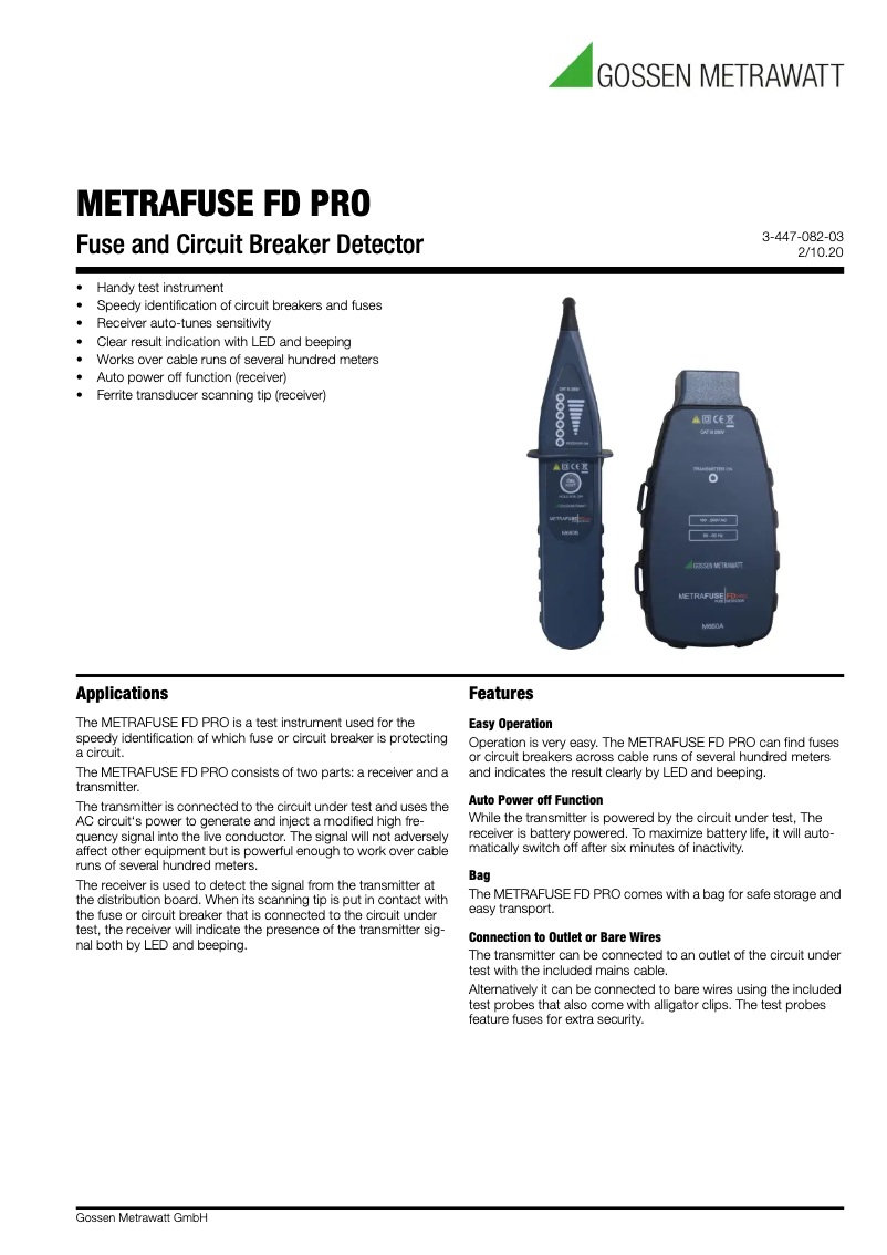 Image de la première page du manuel de l'appareil METRAFUSE FD PRO