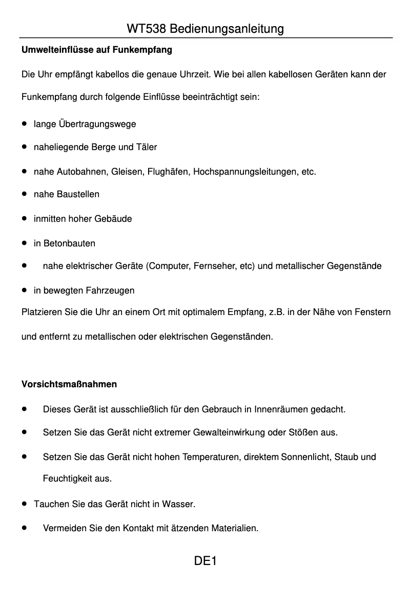 Página 1 del manual Manual de usuario Techno Line WT538