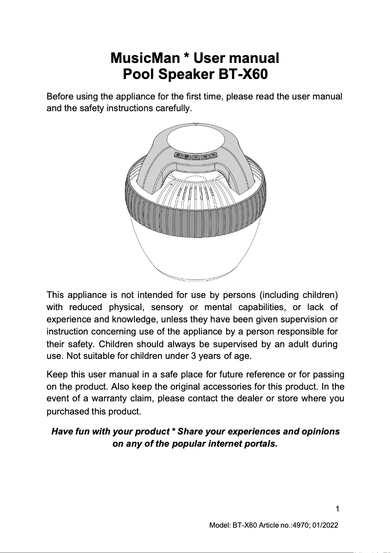 Page n°1 - Manuel utilisateur MusicMan BT-X60