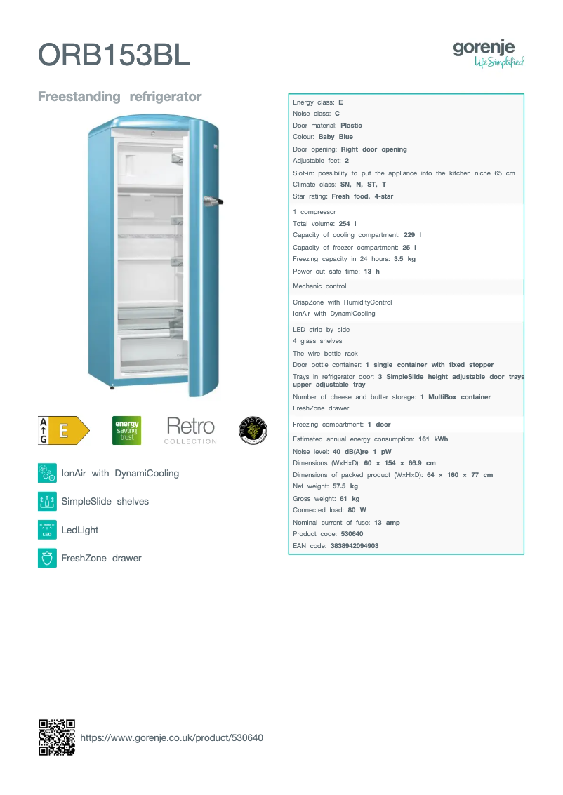 Image de la première page du manuel de l'appareil ORB153BL