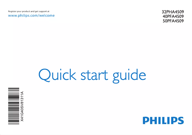 Page n°1 - Guide de démarrage rapide Philips 50PFA4509S