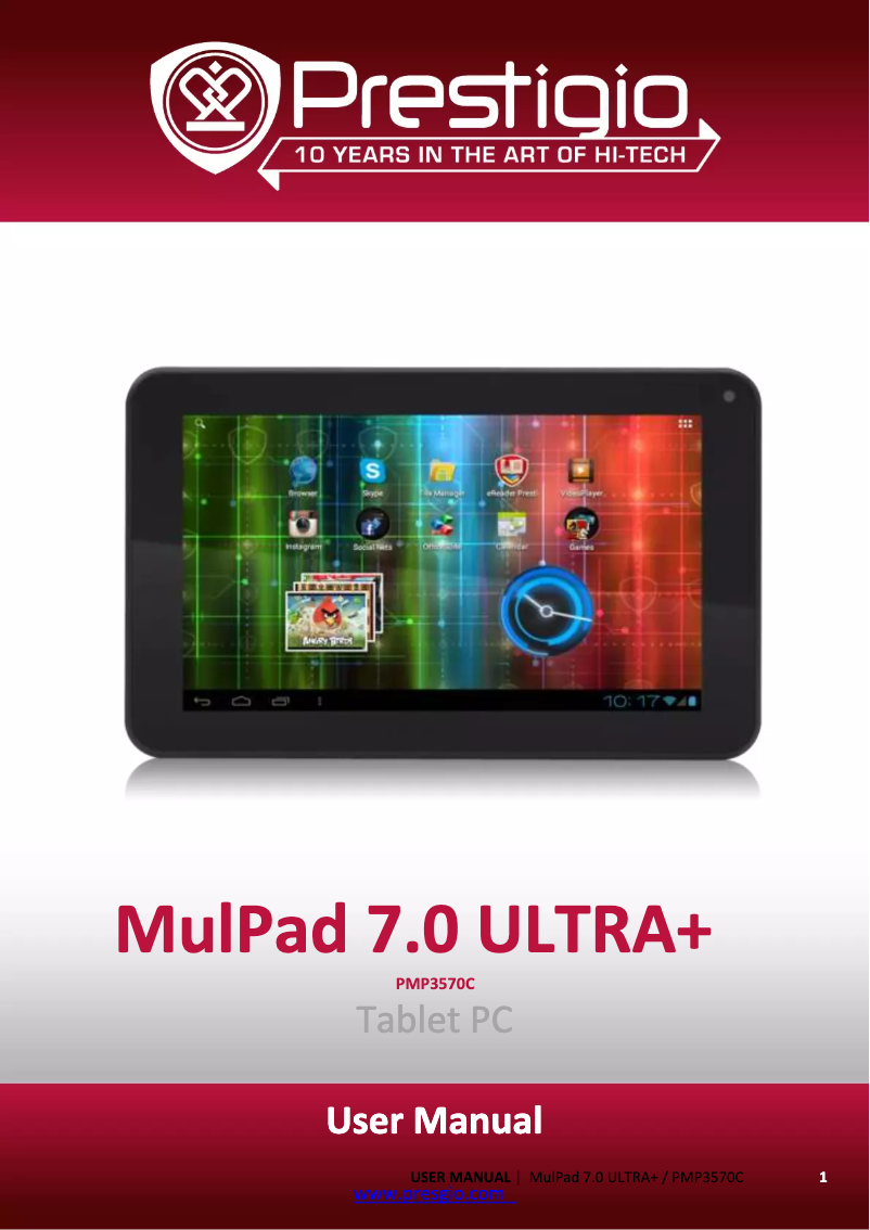 Page n°1 - Manuel utilisateur Prestigio MultiPad 7.0 ULTRA+ PMP3570C