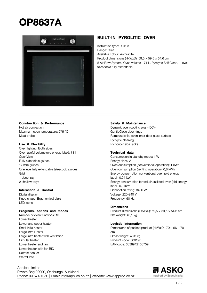 Image de la première page du manuel de l'appareil OP8637A