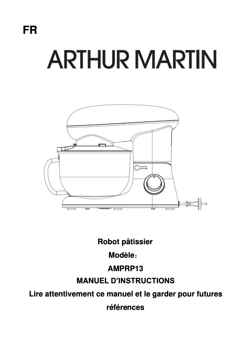 Page 1 de la notice Manuel utilisateur Arthur Martin AMPRP13