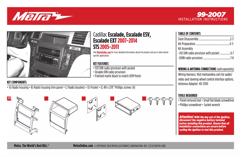 Page n°1 - Guide d'installation Metra 99-2007