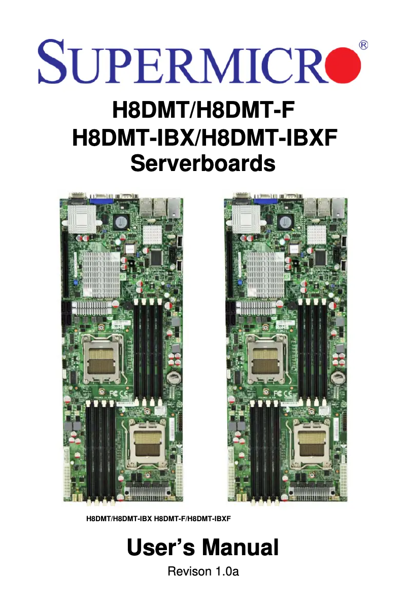 Page 1 de la notice Manuel utilisateur Supermicro H8DMT-IBXF