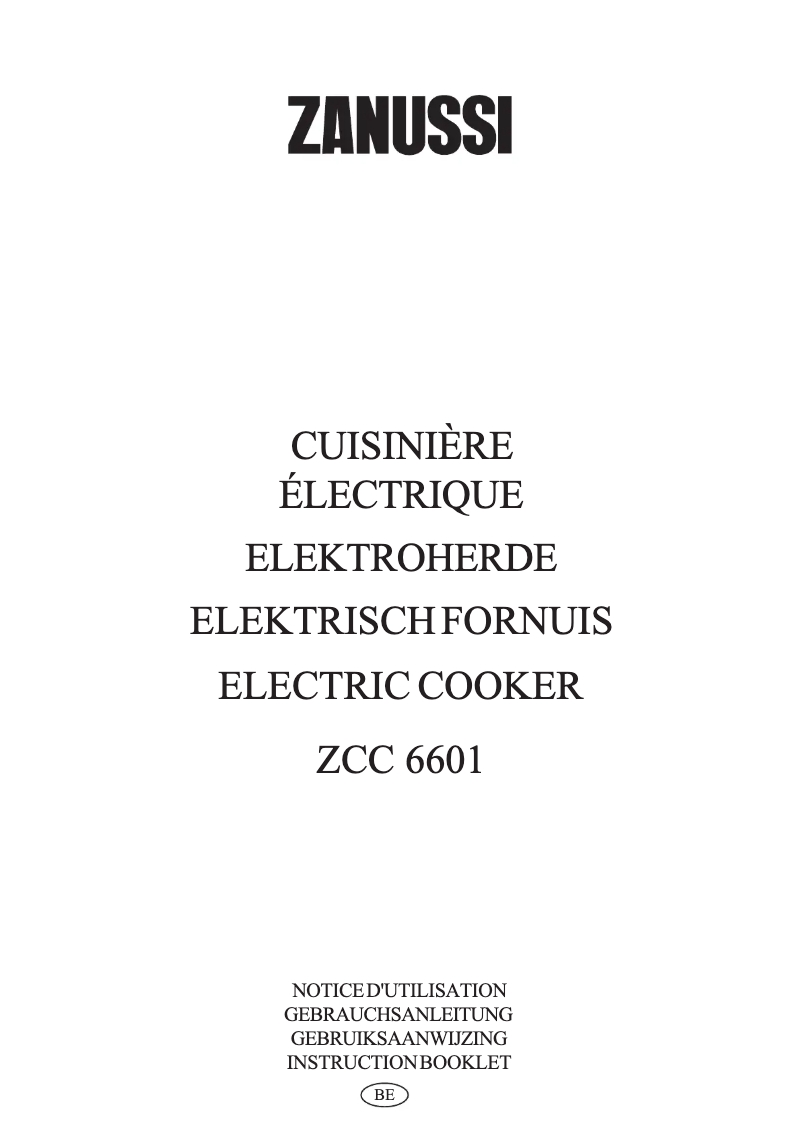 Page 1 de la notice Manuel utilisateur Zanussi ZCC6601W