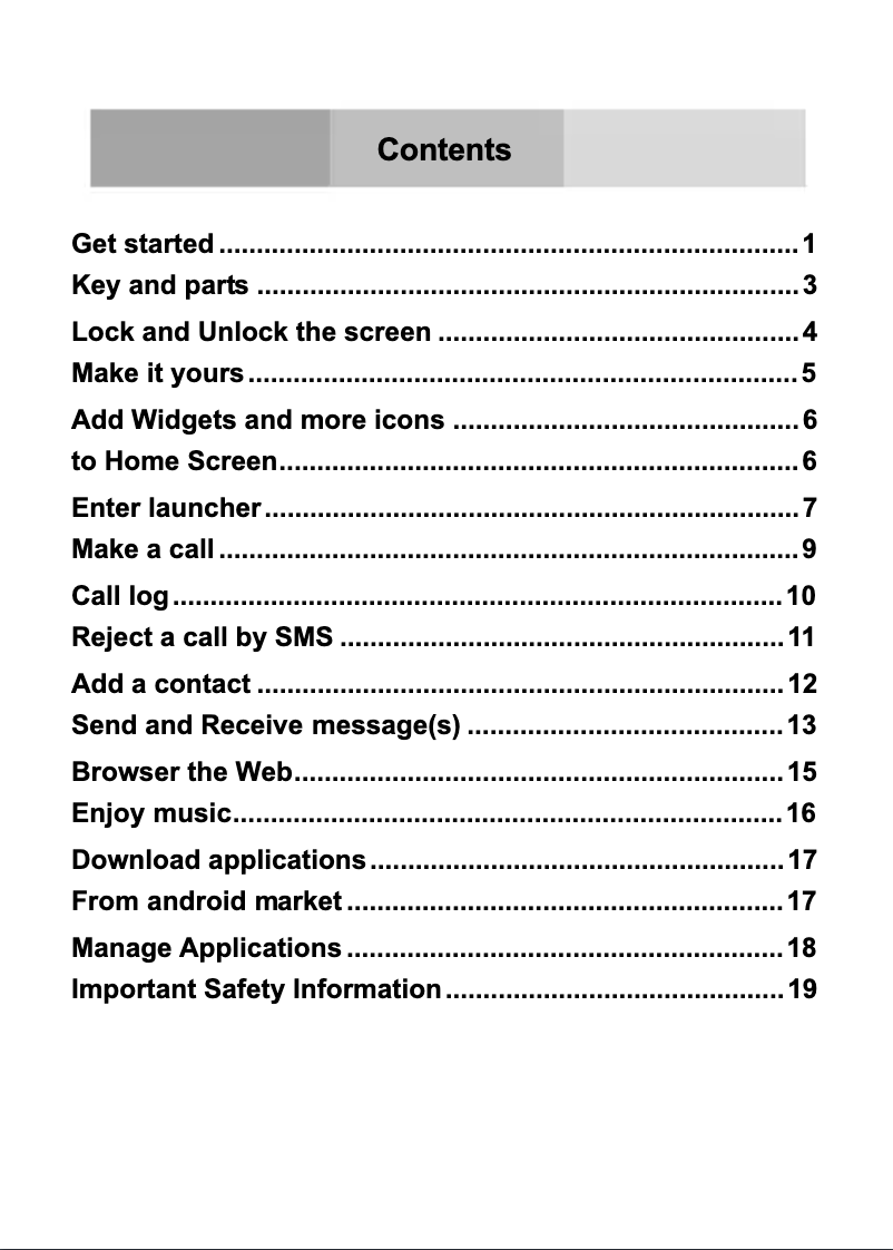 Page 1 de la notice Manuel utilisateur YEZZ Andy A4