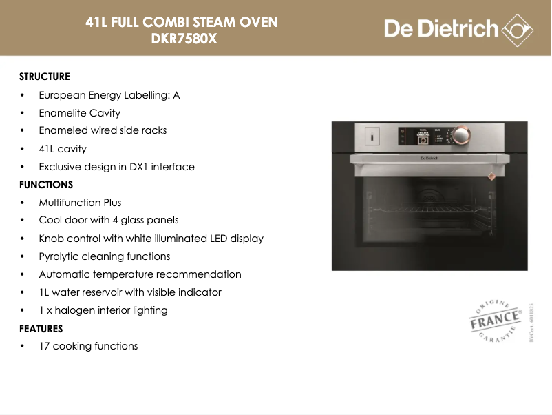 Page 1 de la notice Manuel utilisateur De Dietrich DKR7580X