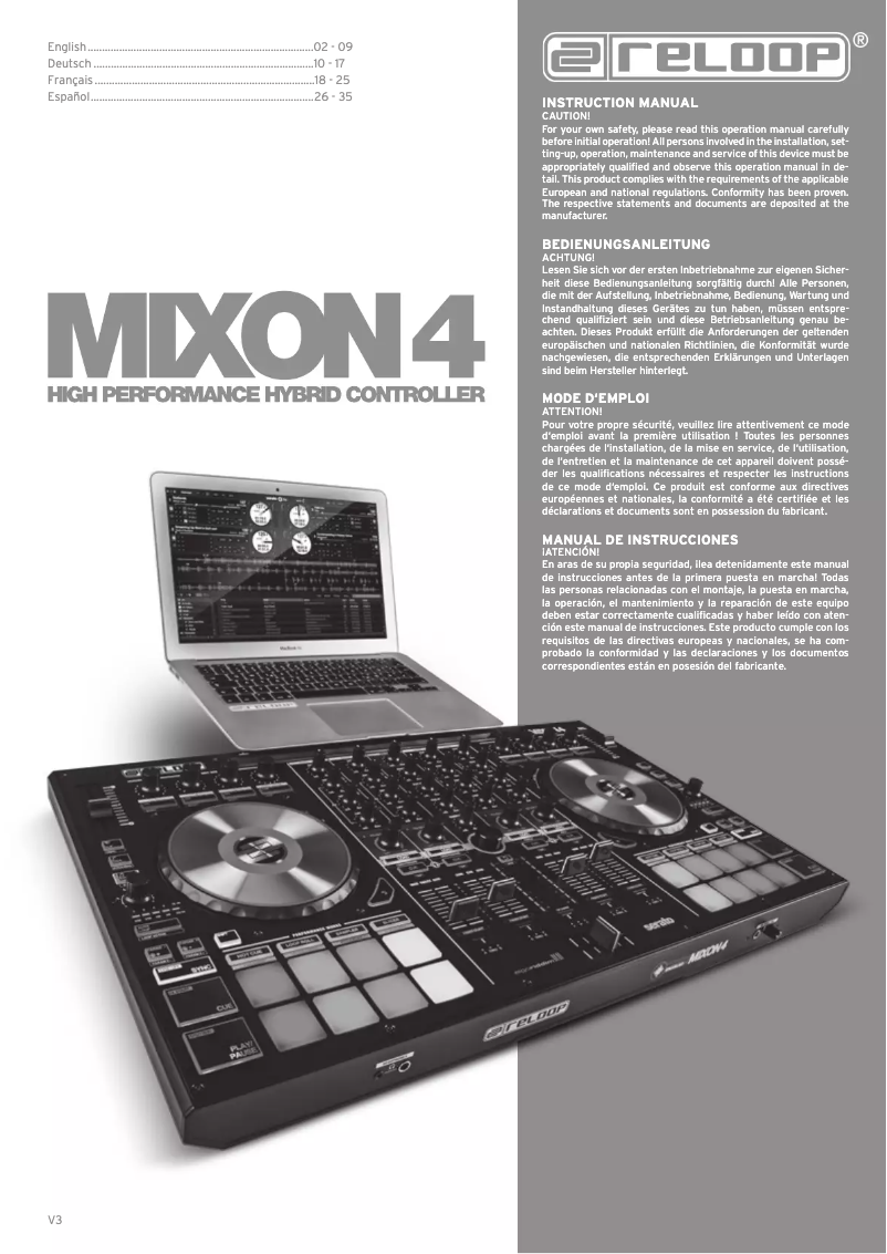 Page n°1 - Manuel utilisateur Reloop Mixon 4