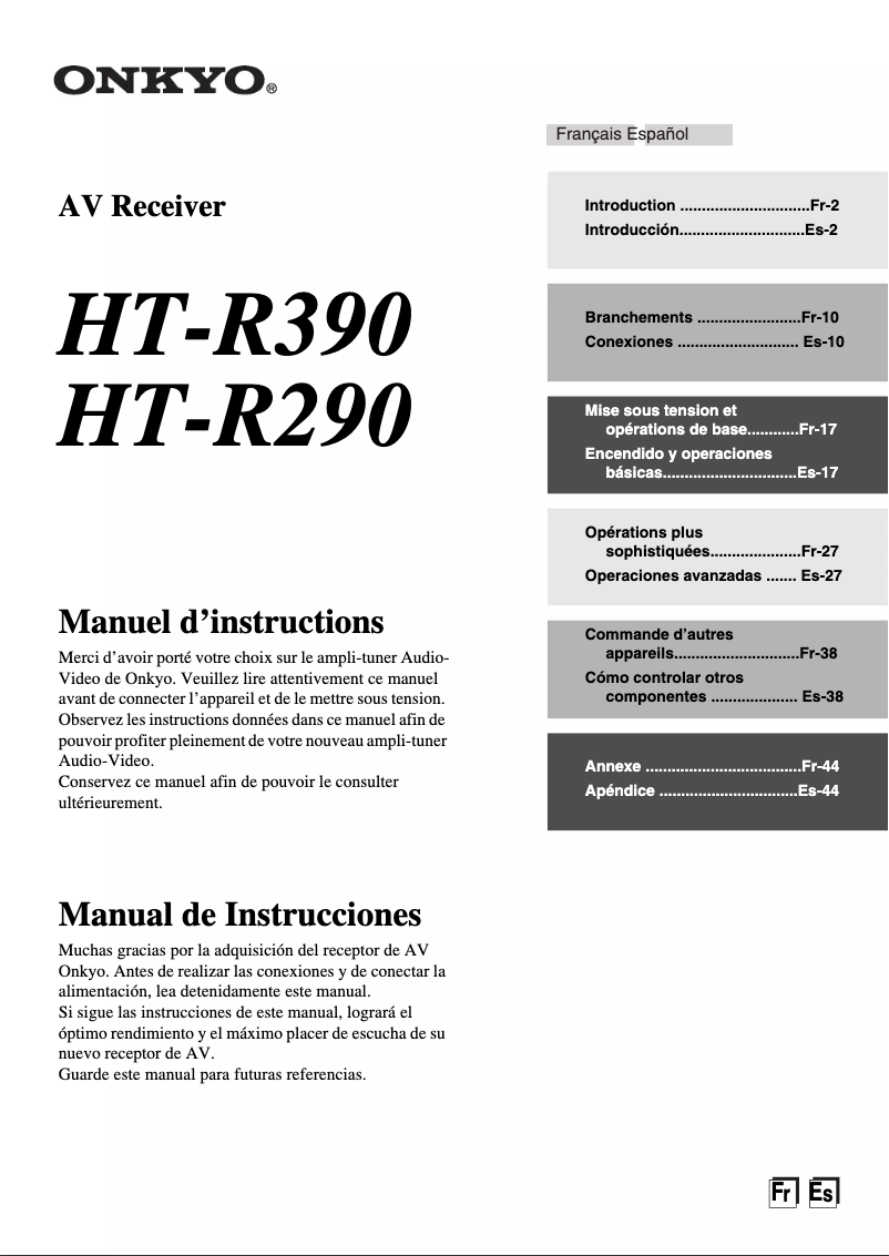 Page n°1 - Manuel utilisateur Onkyo HT-R390