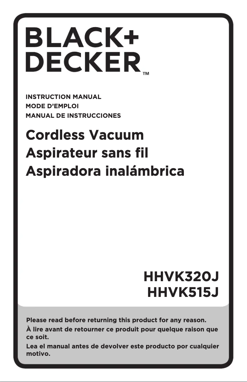 Page n°1 - Manuel utilisateur Black & Decker HHVK515J