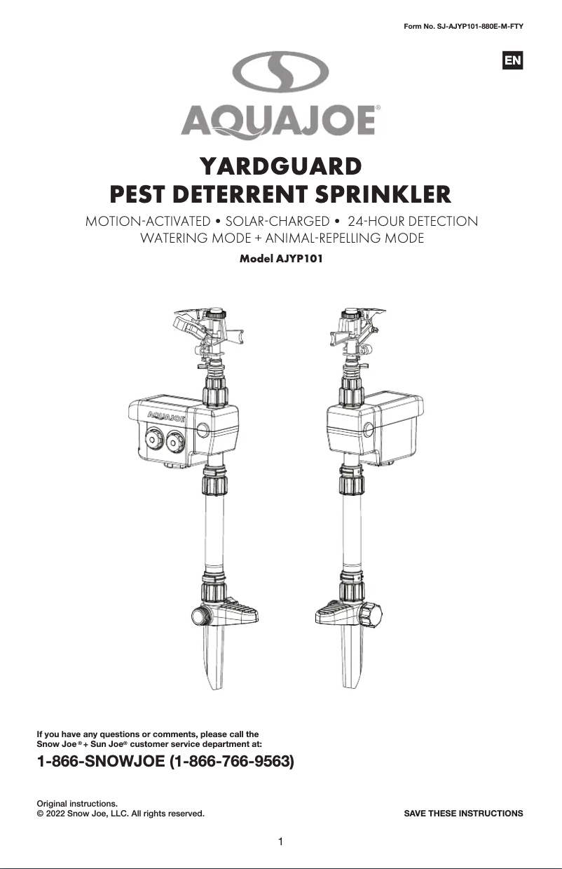 Página 1 del manual Manual de usuario Aqua Joe AJYP101