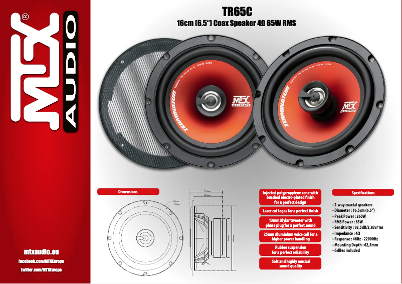Page 1 de la notice Manuel utilisateur MTX Audio TR65C