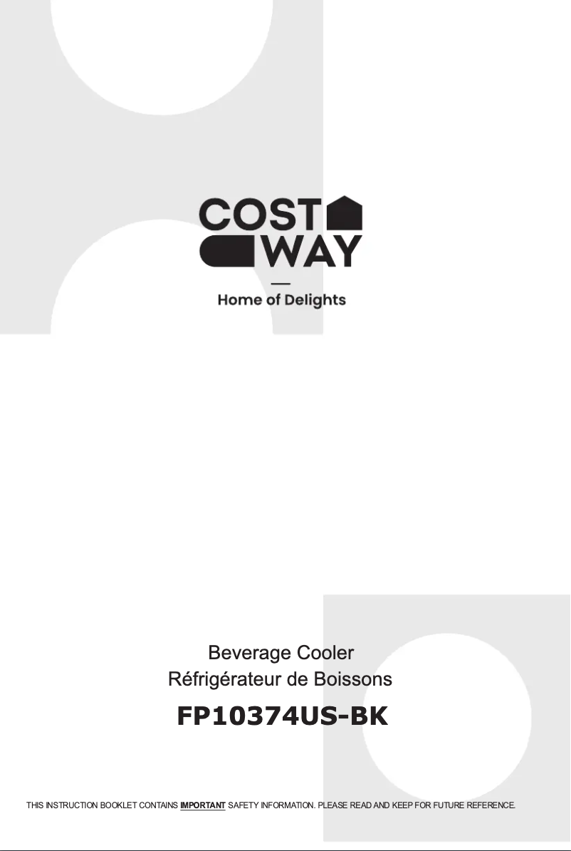 Page n°1 - Manuel utilisateur Costway FP10374US-BK