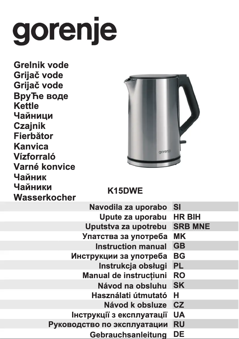 Page n°1 - Manuel utilisateur Gorenje K15DWE