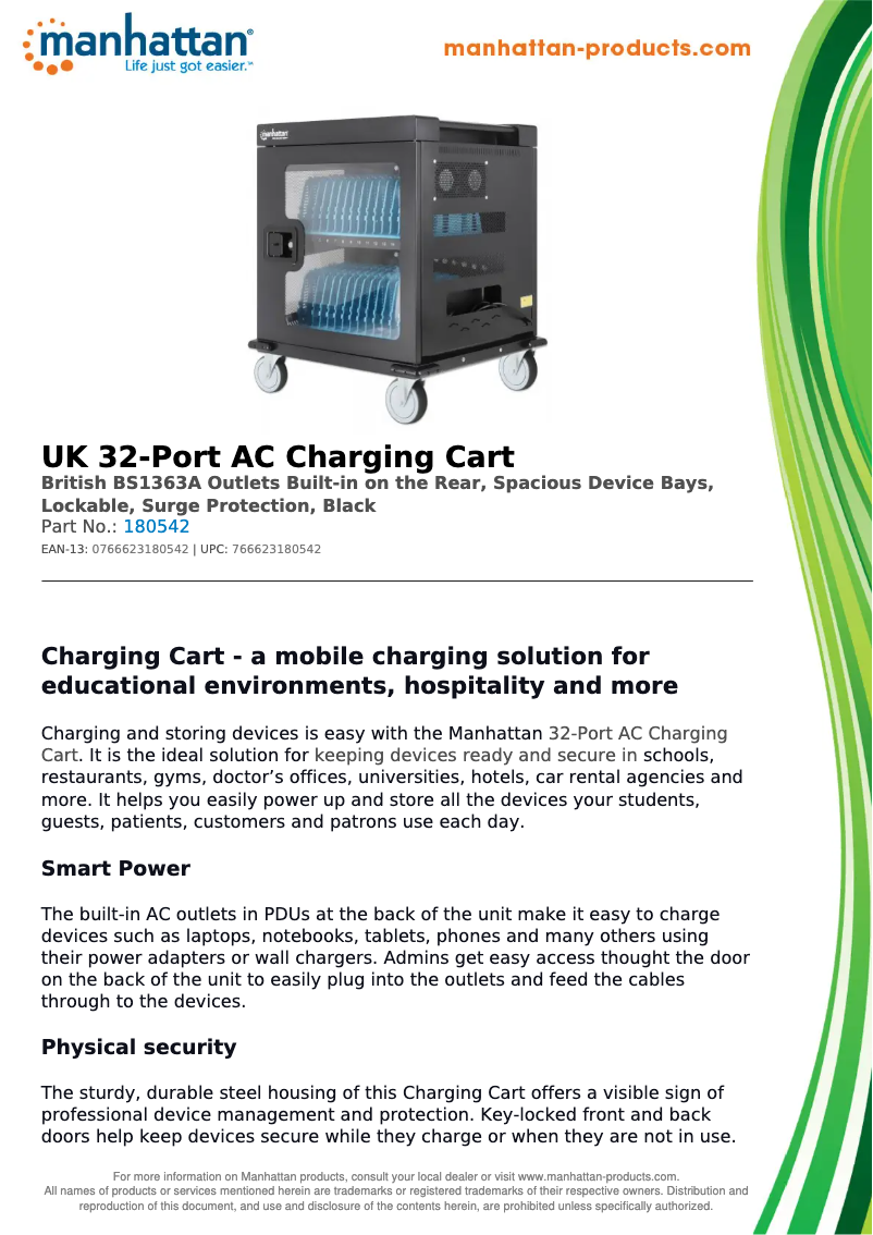Page 1 of the manual Technical Sheet Manhattan 180542