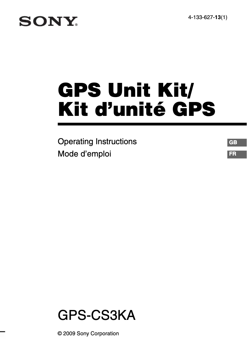 Page 1 de la notice Manuel utilisateur Sony GPS-CS3KA