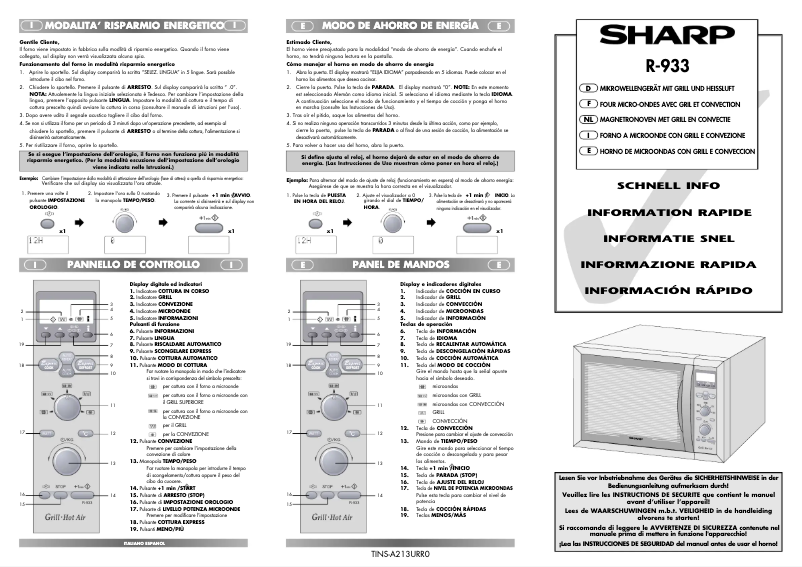 Página 1 del manual Manual de usuario Sharp R-933