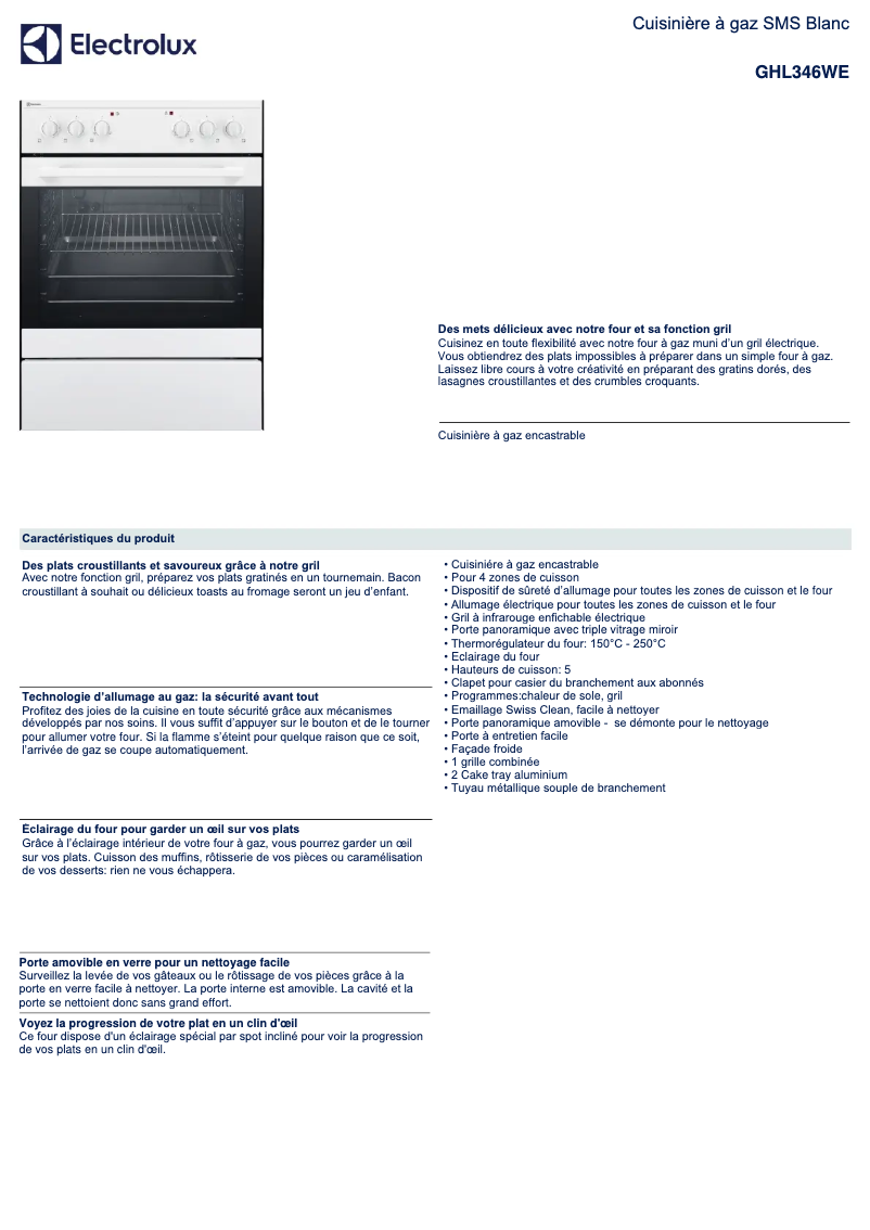 Image de la première page du manuel de l'appareil GHL346WE