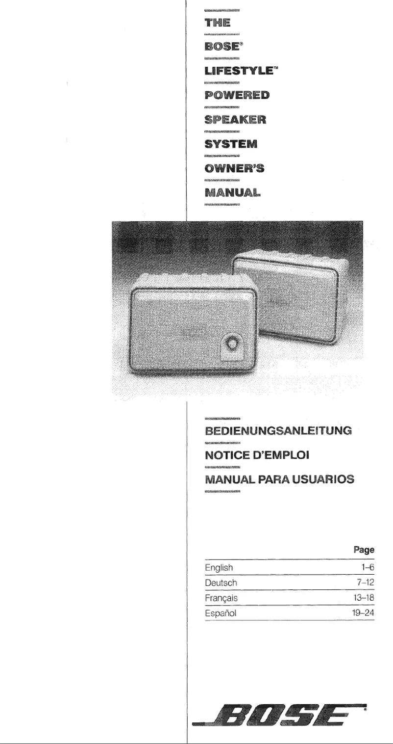 Page 1 de la notice Manuel utilisateur Bose Lifestyle Powered speakers