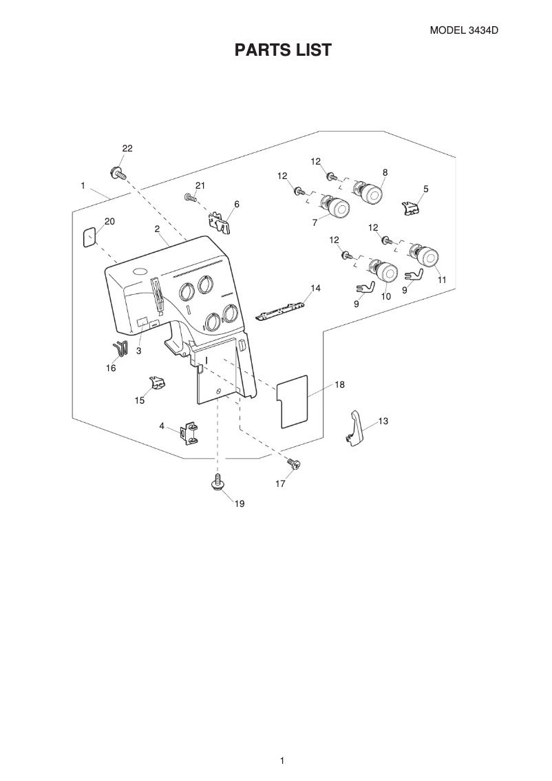 Page 1 de la notice Fiche technique Janome 3434D