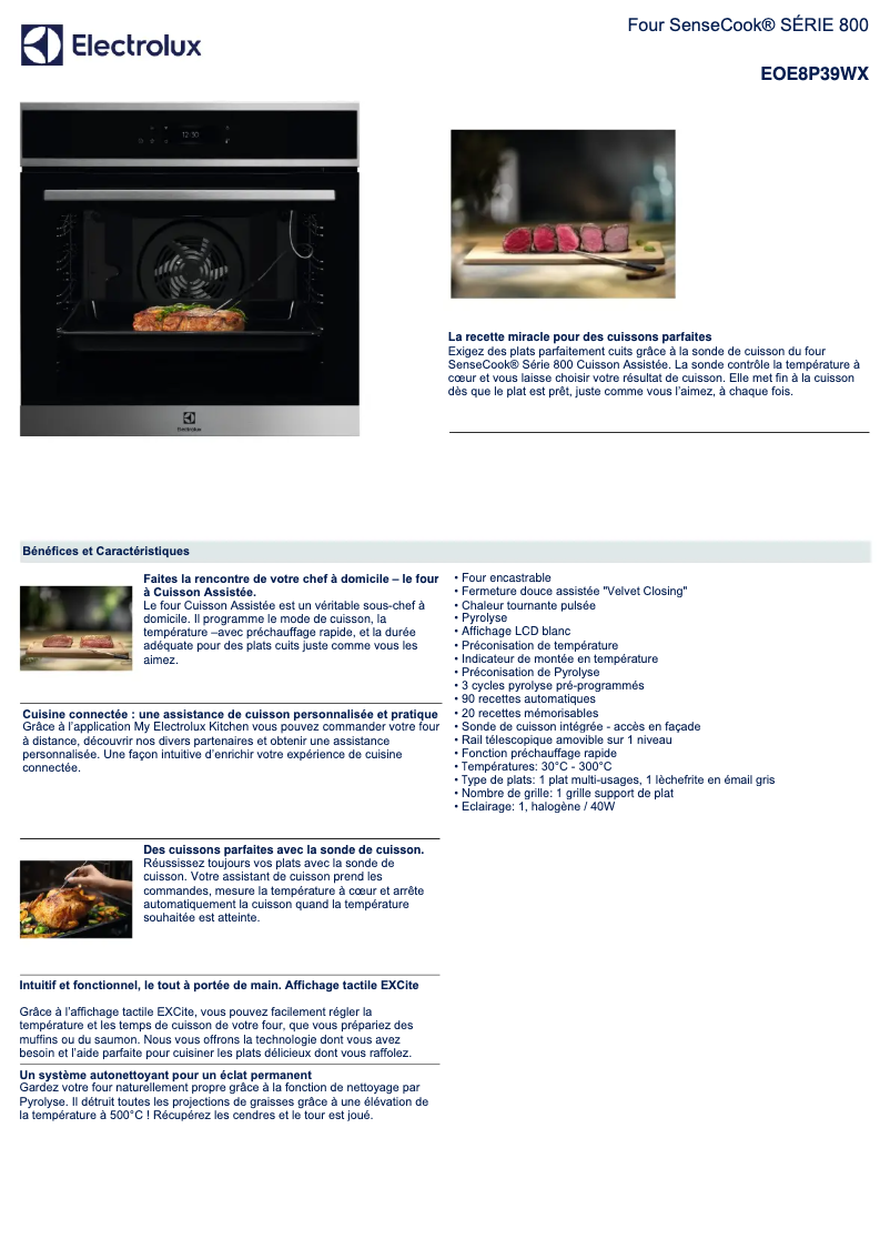 Page n°1 - Fiche technique Electrolux EOE8P39WX