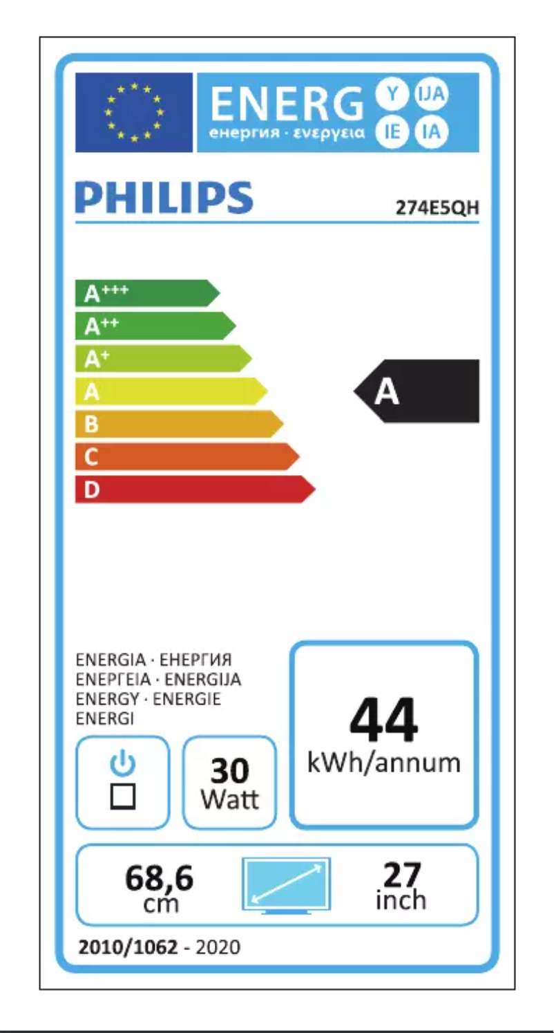 Page 1 of the manual Energy Label Philips 274E5QHSB