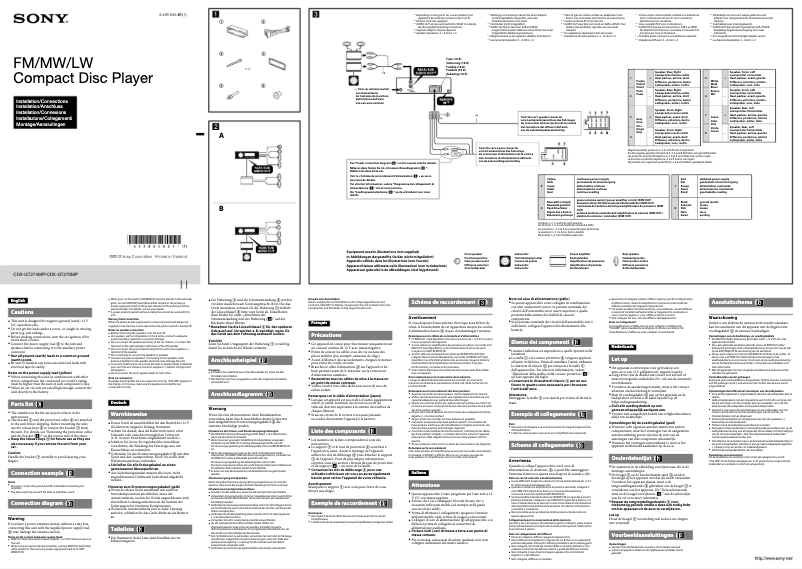 Image de la première page du manuel de l'appareil CDX-GT274MP