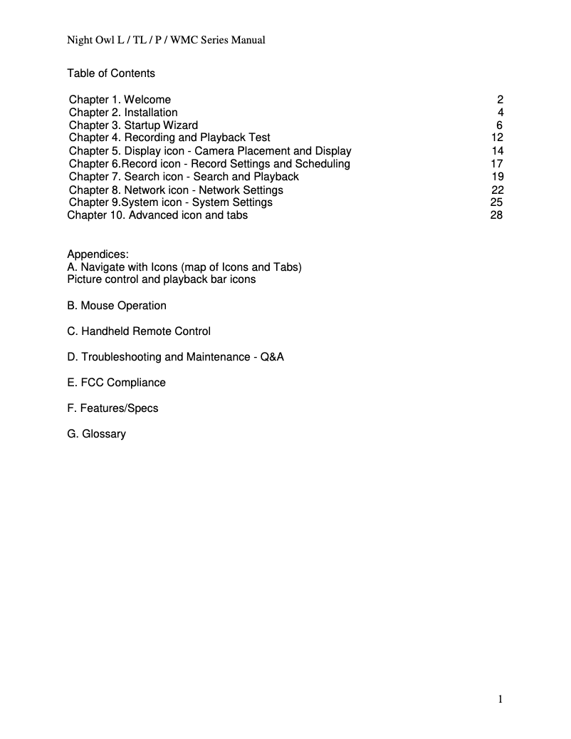 Page n°1 - Manuel utilisateur Night Owl P-85-8624N