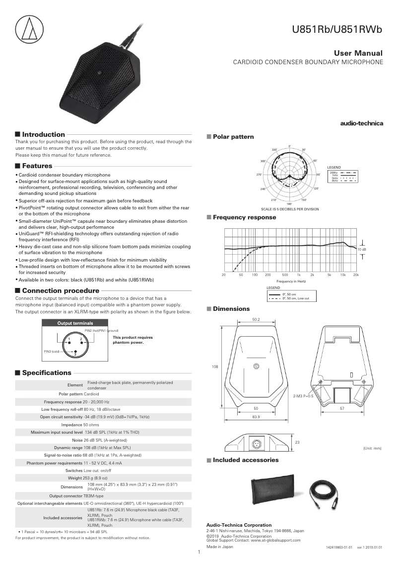 Página 1 del manual Manual de usuario Audio-Technica U851Rb