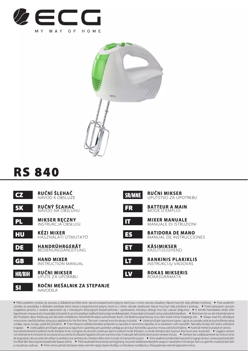 Image de la première page du manuel de l'appareil RS 840