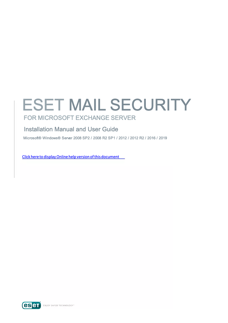 Image de la première page du manuel de l'appareil Mail Security Microsoft Exchange Server