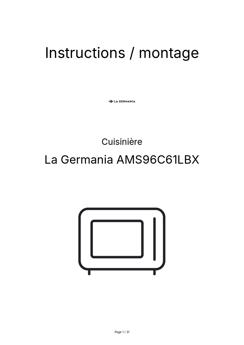 Page n°1 - Instructions / montage La Germania AMS96C61LBX