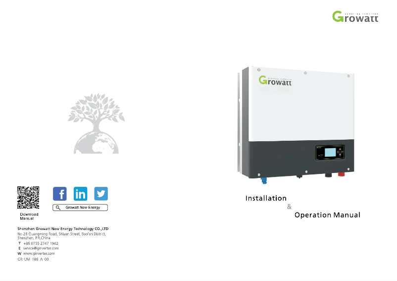 Page 1 de la notice Manuel utilisateur Growatt SPA 5000TL3 BH