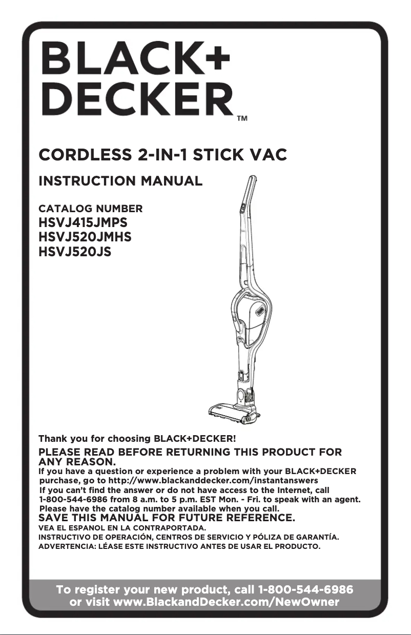 Page n°1 - Manuel utilisateur Black & Decker HSVJ520JS61QV