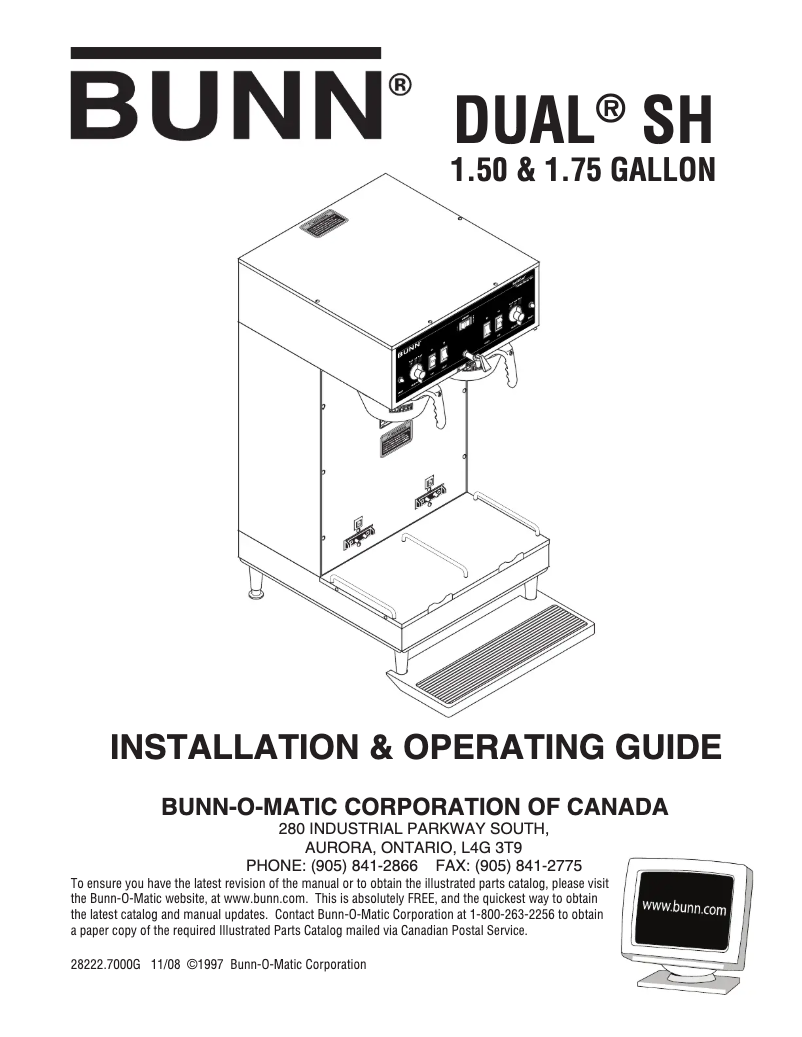 Page 1 de la notice Guide d'installation Bunn Dual SH Soft Heat